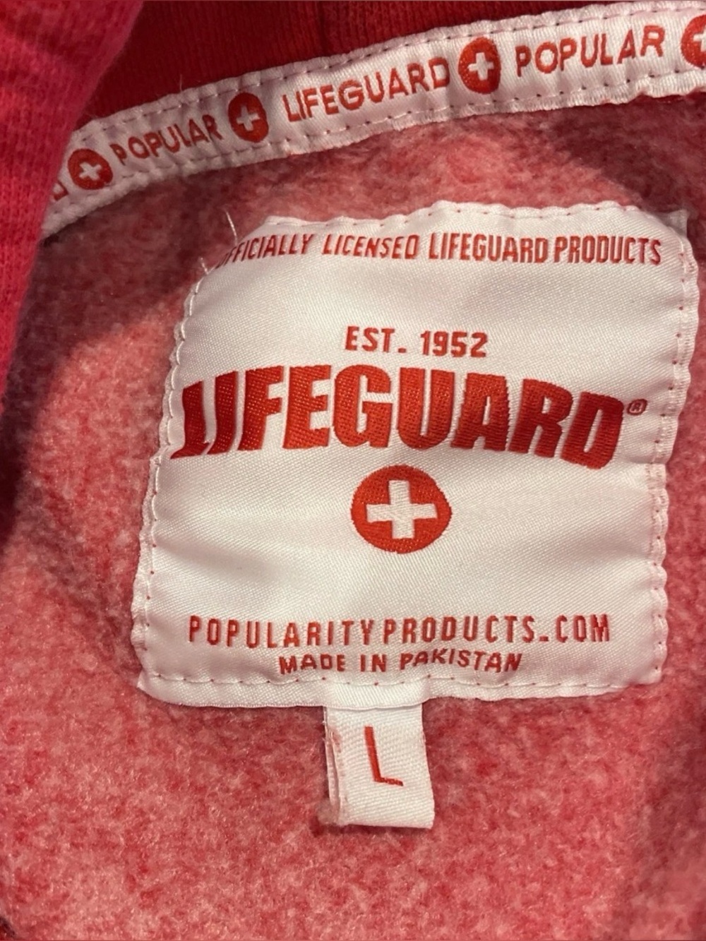 Ocean‎ City MD Lifeguard Red Hoodie Sweatshirt Size Large - Picture 4 of 6